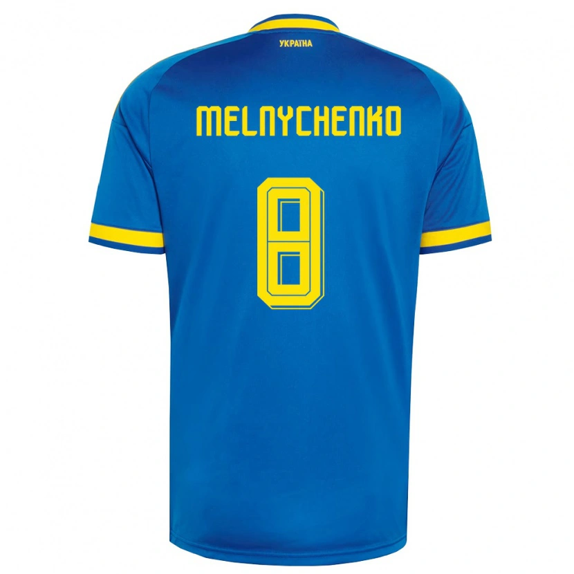 Danxen Pánské Ukrajina Maksym Melnychenko #8 Modrá Žlutá Námořnická Daleko Hráčské Dresy 26-28 Dres