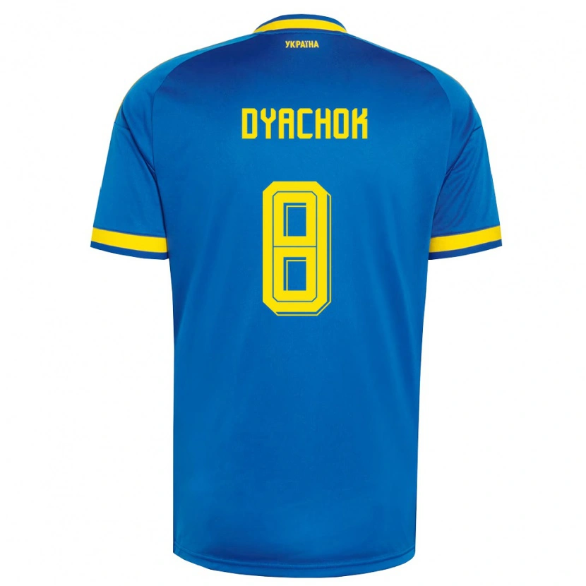 Danxen Pánské Ukrajina Danylo Dyachok #8 Modrá Žlutá Námořnická Daleko Hráčské Dresy 26-28 Dres