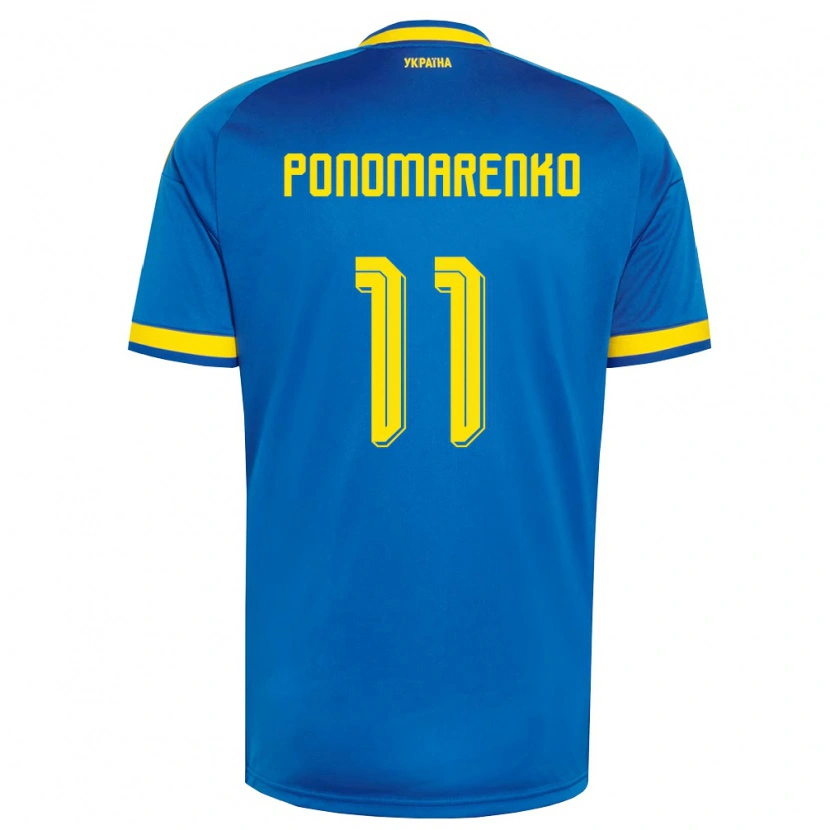 Danxen Pánské Ukrajina Matviy Ponomarenko #11 Modrá Žlutá Námořnická Daleko Hráčské Dresy 26-28 Dres