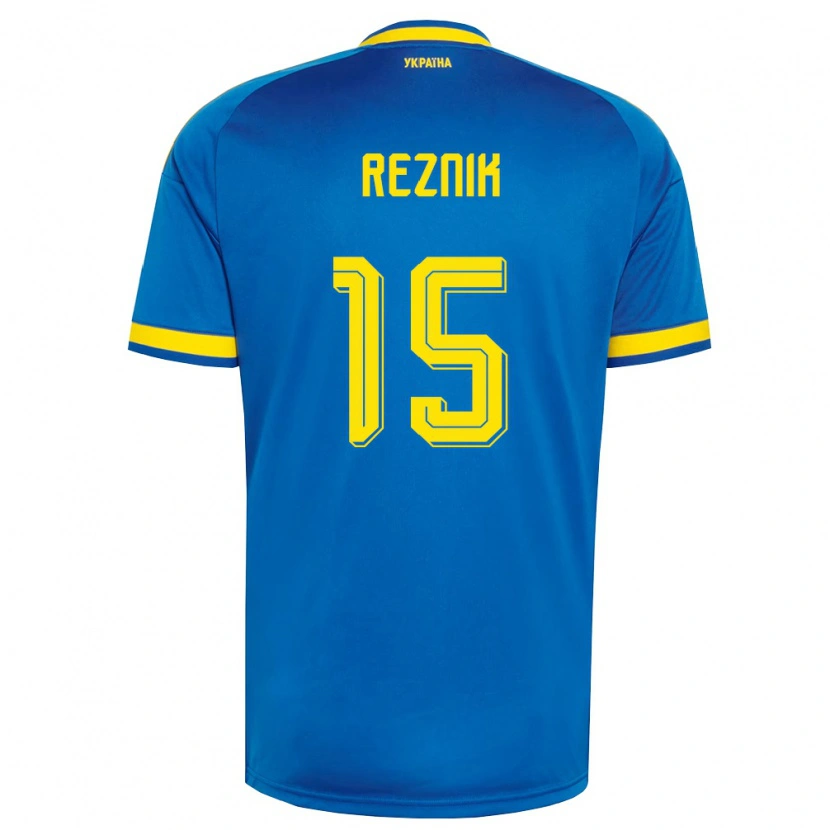 Danxen Pánské Ukrajina Tymofiy Reznik #15 Modrá Žlutá Námořnická Daleko Hráčské Dresy 26-28 Dres