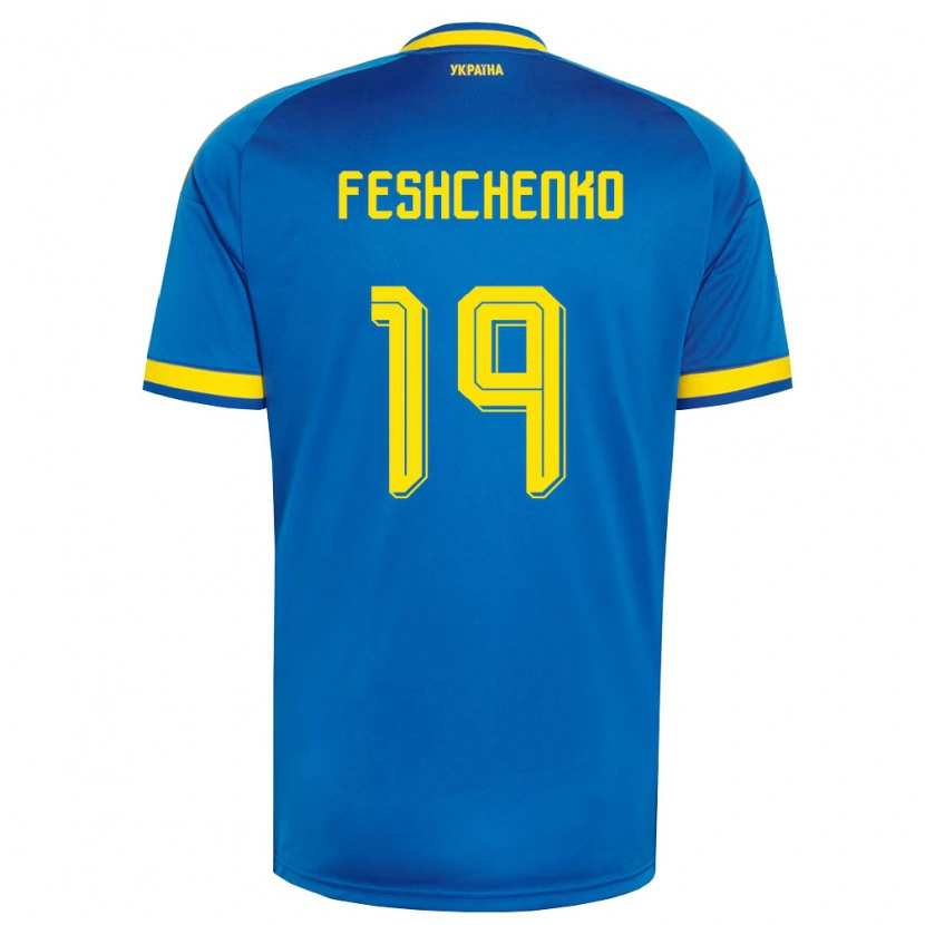 Danxen Pánské Ukrajina Oleksandr Feshchenko #19 Modrá Žlutá Námořnická Daleko Hráčské Dresy 26-28 Dres