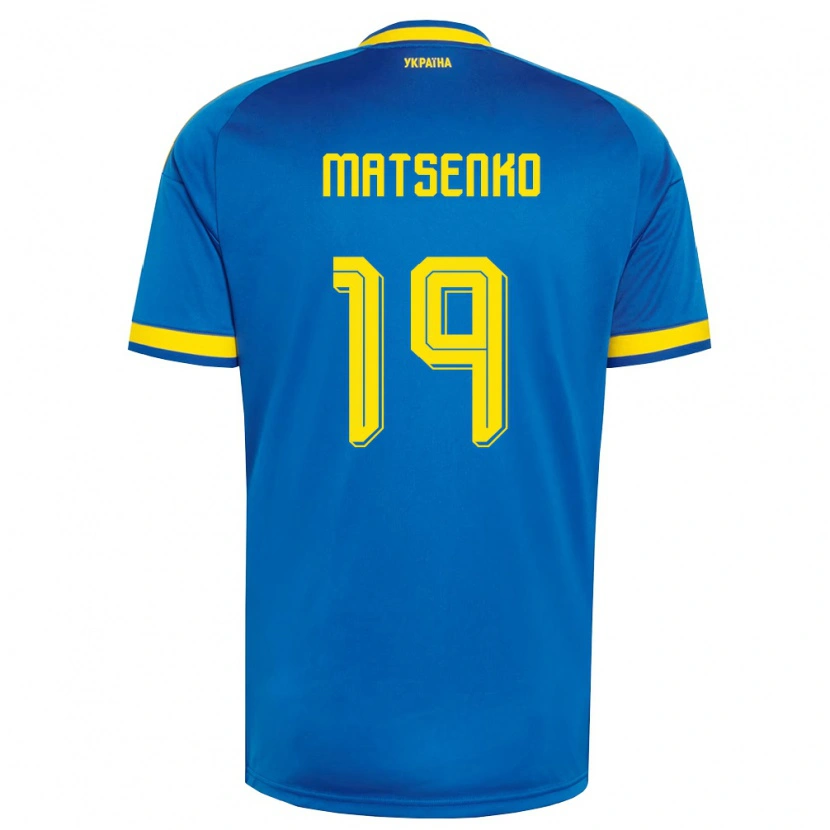 Danxen Pánské Ukrajina Yegor Matsenko #19 Modrá Žlutá Námořnická Daleko Hráčské Dresy 26-28 Dres