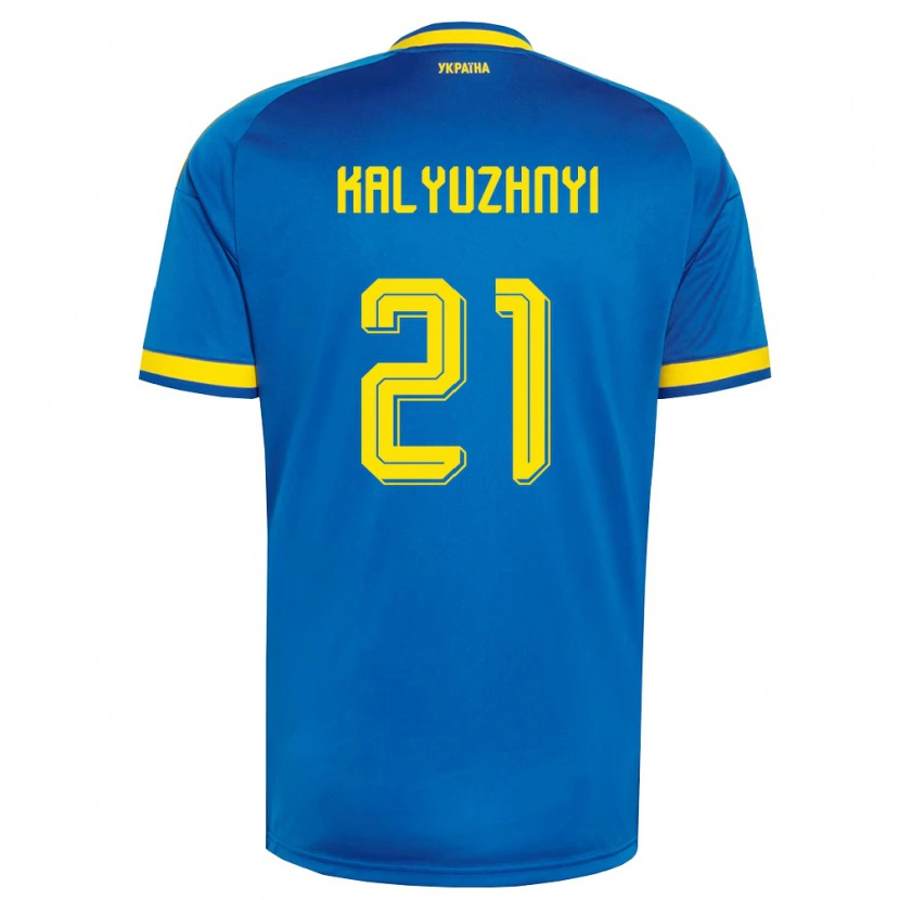 Danxen Pánské Ukrajina Ivan Kalyuzhnyi #21 Modrá Žlutá Námořnická Daleko Hráčské Dresy 26-28 Dres
