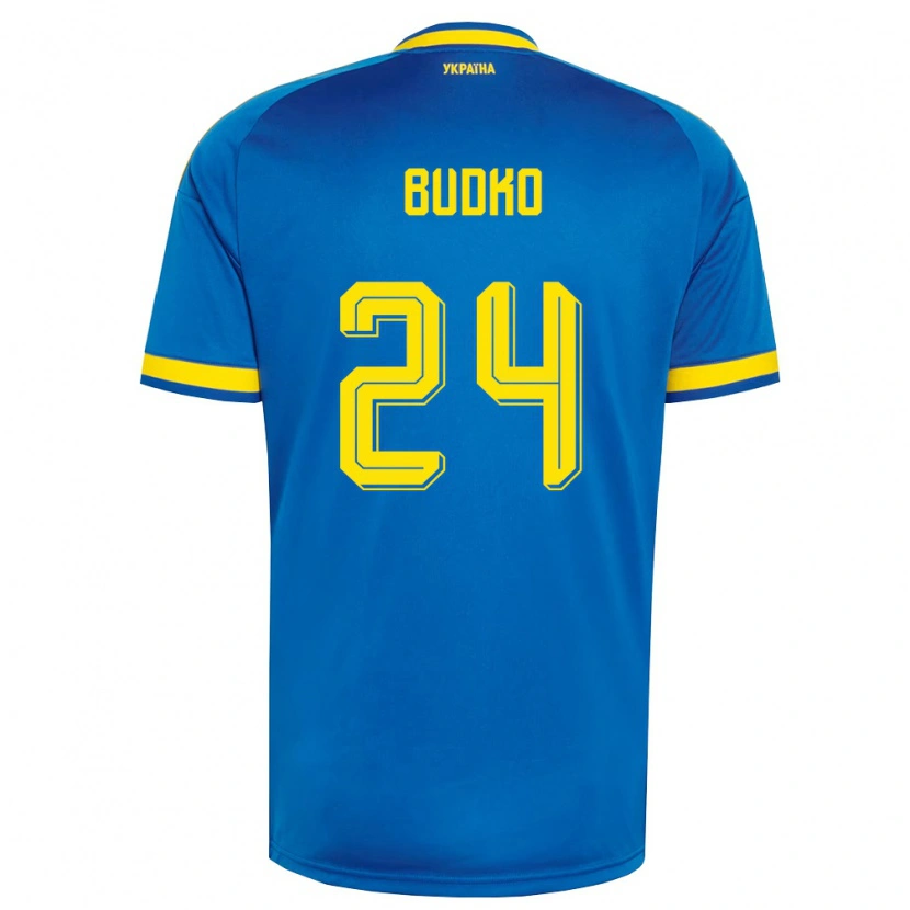 Danxen Pánské Ukrajina Bogdan Budko #24 Modrá Žlutá Námořnická Daleko Hráčské Dresy 26-28 Dres