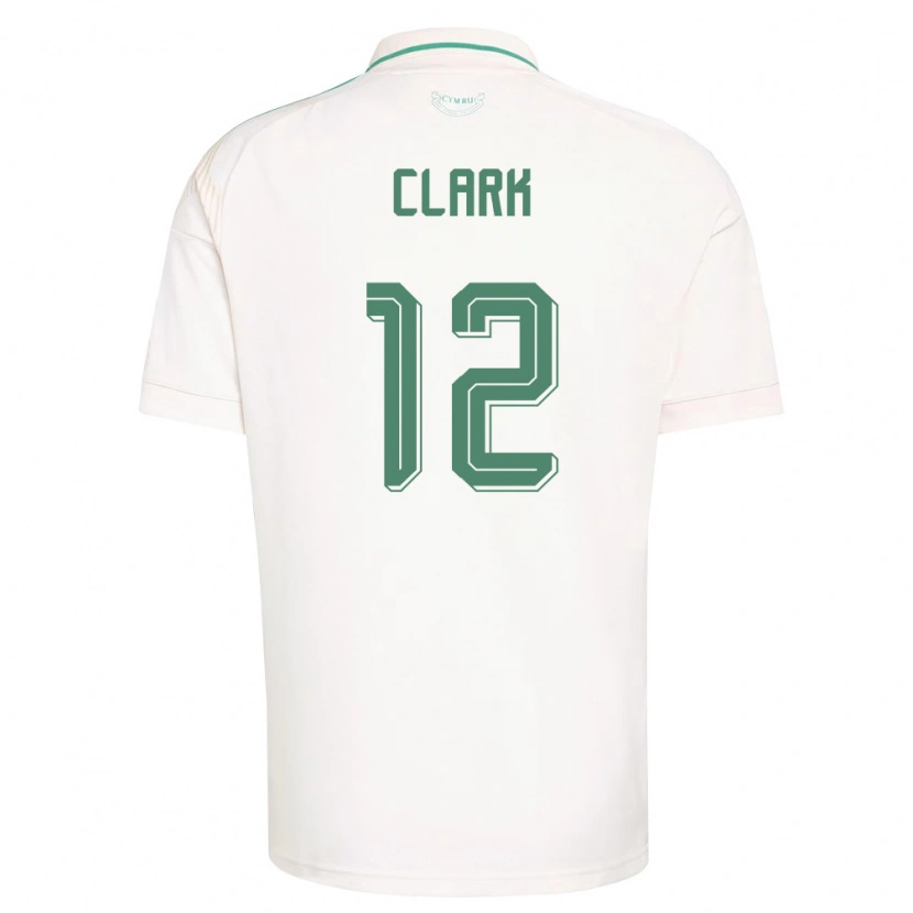 Danxen Pánské Wales Olivia Clark #12 Bílá Hnědá Zelená Daleko Hráčské Dresy 26-28 Dres