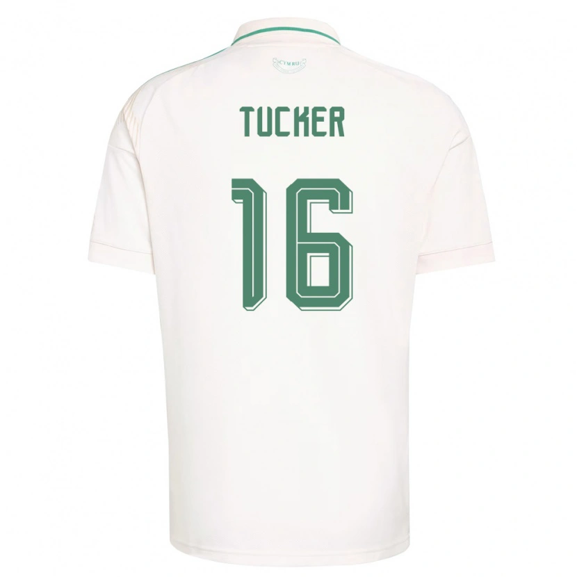 Danxen Pánské Wales Ali Tucker #16 Bílá Hnědá Zelená Daleko Hráčské Dresy 26-28 Dres