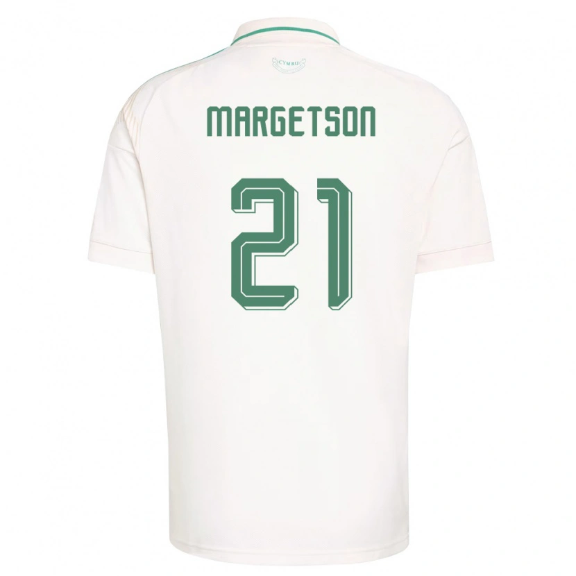Danxen Pánské Wales Kit Margetson #21 Bílá Hnědá Zelená Daleko Hráčské Dresy 26-28 Dres