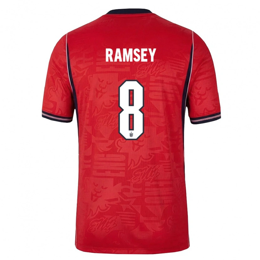 Danxen Pánské Anglie Jacob Ramsey #8 Červená Námořnická Bílá Daleko Hráčské Dresy 26-28 Dres