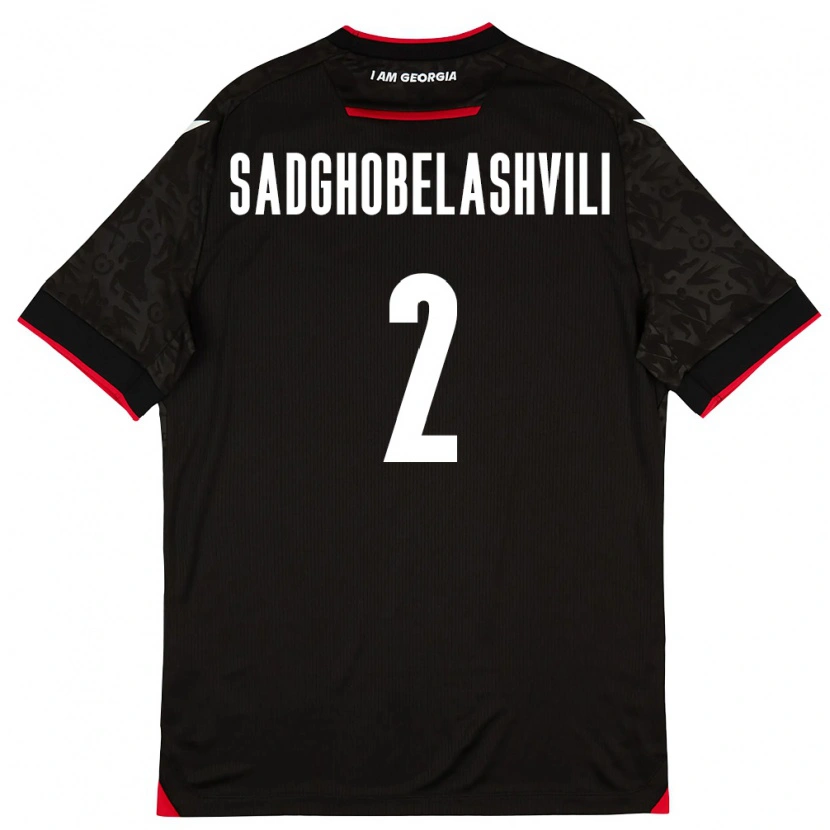 Danxen Pánské Georgia Gela Sadghobelashvili #2 Černá Bílá Červená Daleko Hráčské Dresy 26-28 Dres