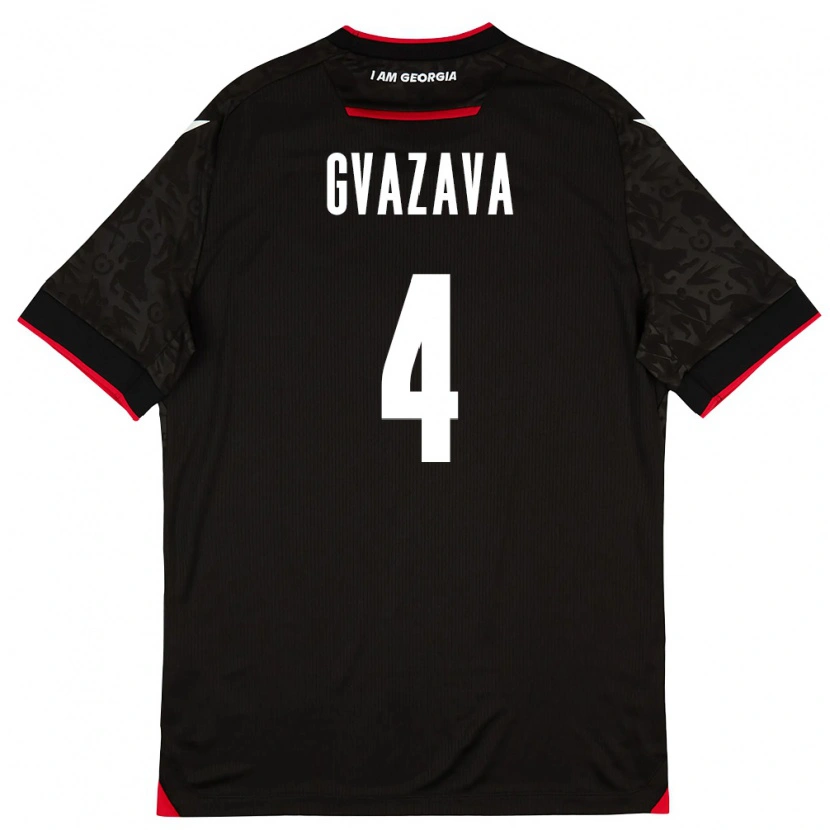 Danxen Pánské Georgia Nikoloz Gvazava #4 Černá Bílá Červená Daleko Hráčské Dresy 26-28 Dres