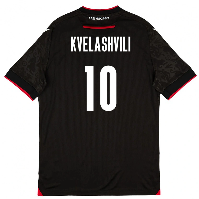 Danxen Pánské Georgia Nikoloz Kvelashvili #10 Černá Bílá Červená Daleko Hráčské Dresy 26-28 Dres