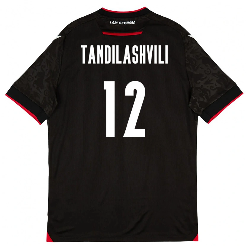 Danxen Pánské Georgia Levan Tandilashvili #12 Černá Bílá Červená Daleko Hráčské Dresy 26-28 Dres