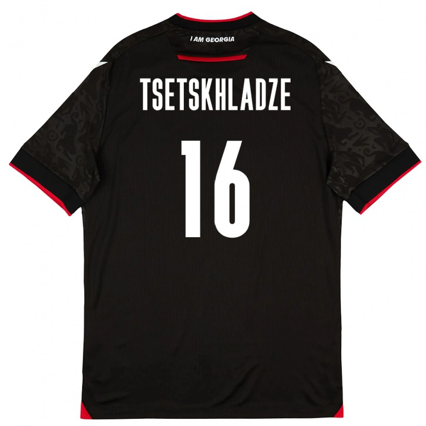 Danxen Pánské Georgia Nikoloz Tsetskhladze #16 Černá Bílá Červená Daleko Hráčské Dresy 26-28 Dres