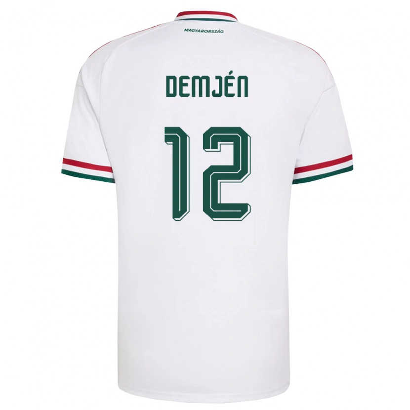 Danxen Pánské Maďarsko Patrik Demjén #12 Bílá Červená Zelená Daleko Hráčské Dresy 26-28 Dres