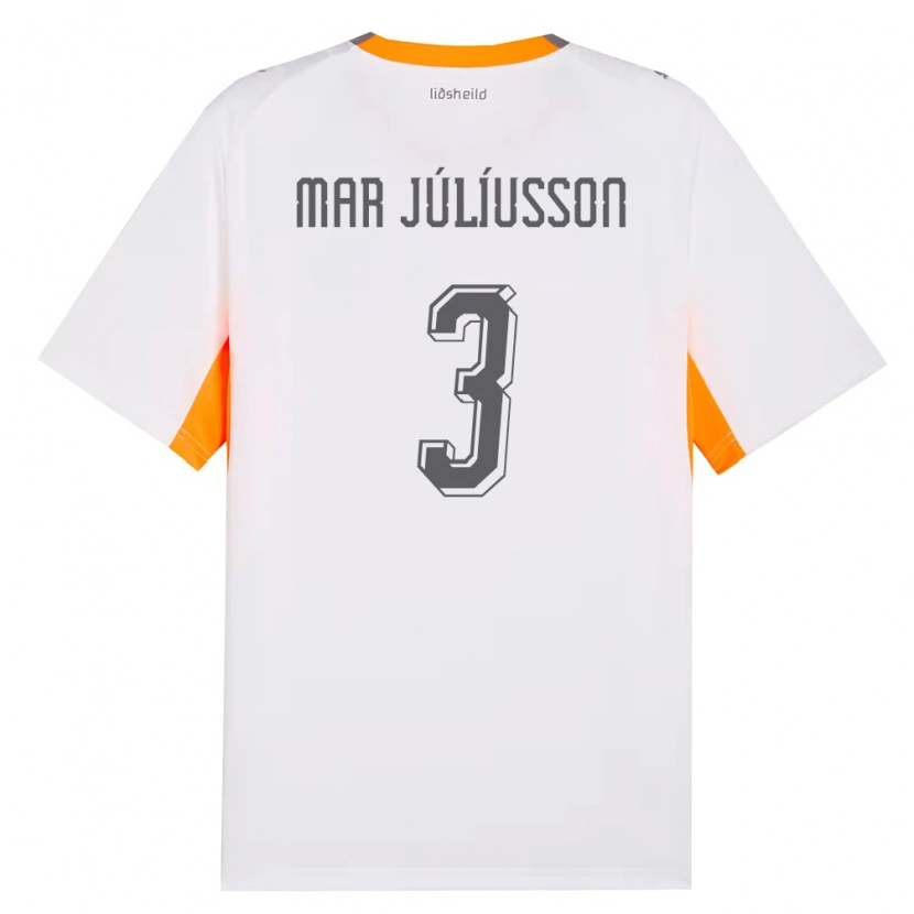 Danxen Pánské Island Júlíus Mar Júlíusson #3 Bílá Oranžová Šedá Daleko Hráčské Dresy 26-28 Dres