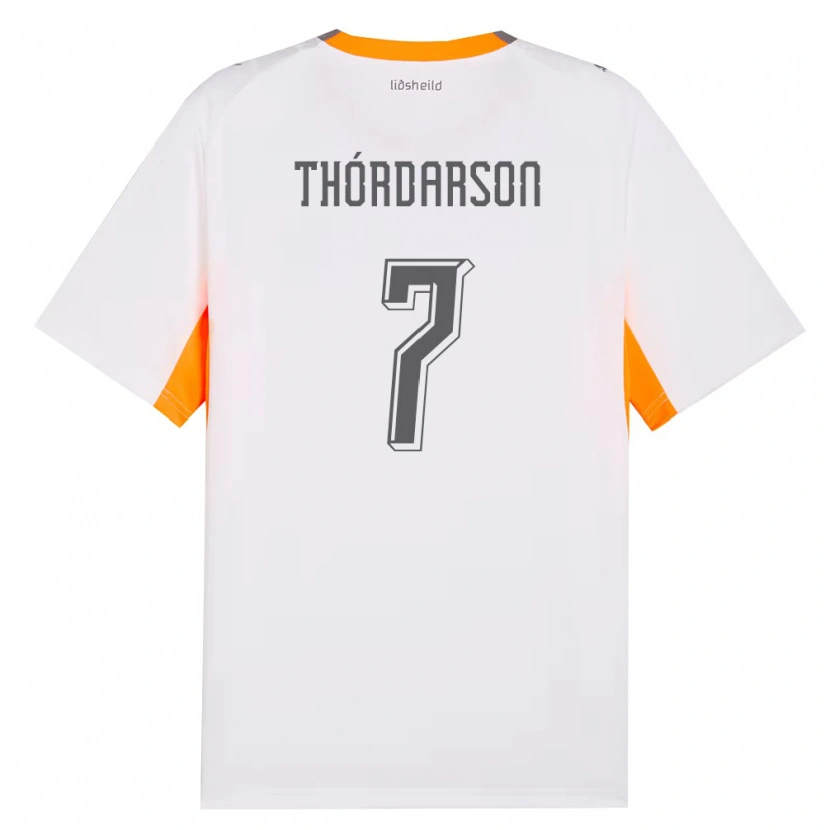 Danxen Pánské Island Stígur Thórdarson #7 Bílá Oranžová Šedá Daleko Hráčské Dresy 26-28 Dres