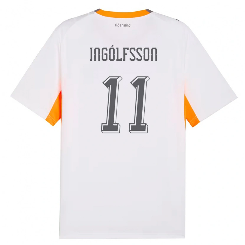 Danxen Pánské Island Thorri Ingólfsson #11 Bílá Oranžová Šedá Daleko Hráčské Dresy 26-28 Dres