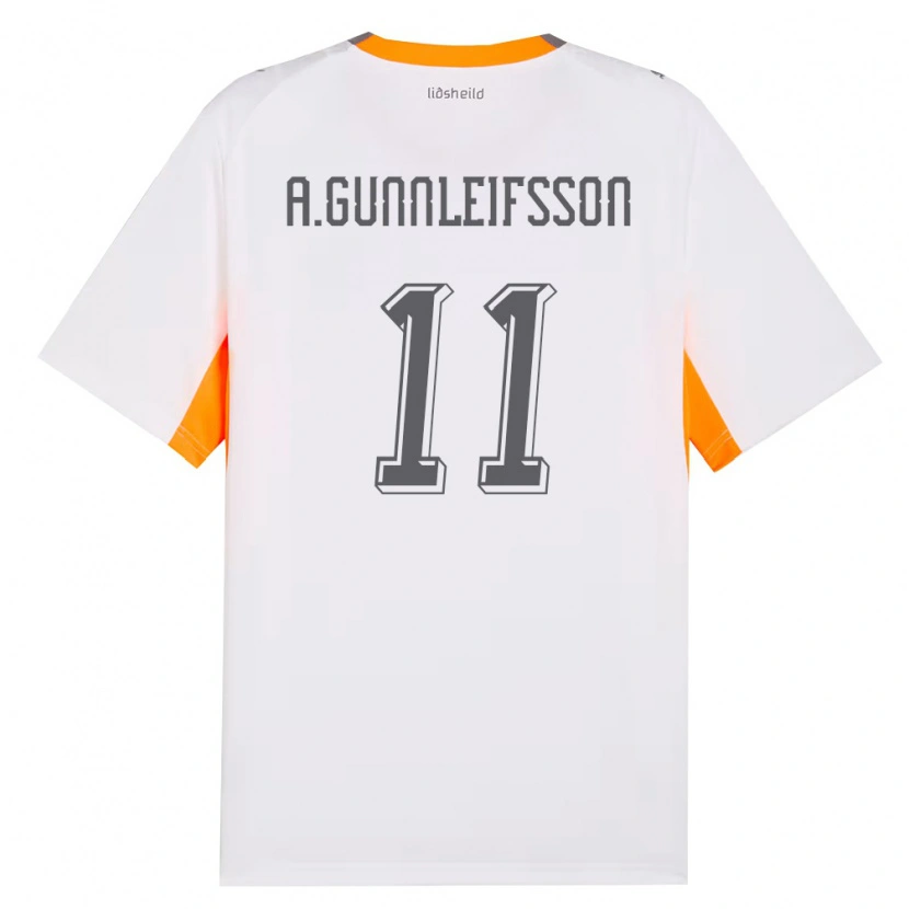 Danxen Pánské Island Arnar Bjarki Gunnleifsson #11 Bílá Oranžová Šedá Daleko Hráčské Dresy 26-28 Dres