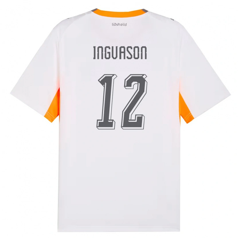 Danxen Pánské Island Sigurdur Ingvason #12 Bílá Oranžová Šedá Daleko Hráčské Dresy 26-28 Dres