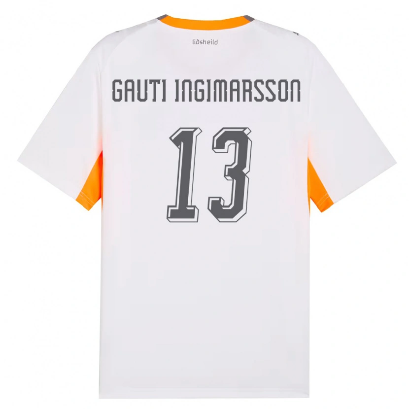 Danxen Pánské Island Skarphédinn Gauti Ingimarsson #13 Bílá Oranžová Šedá Daleko Hráčské Dresy 26-28 Dres