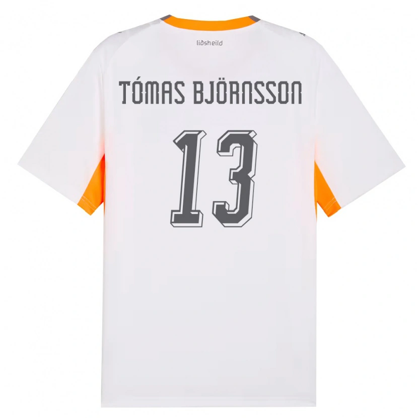 Danxen Pánské Island Kristján Tómas Björnsson #13 Bílá Oranžová Šedá Daleko Hráčské Dresy 26-28 Dres