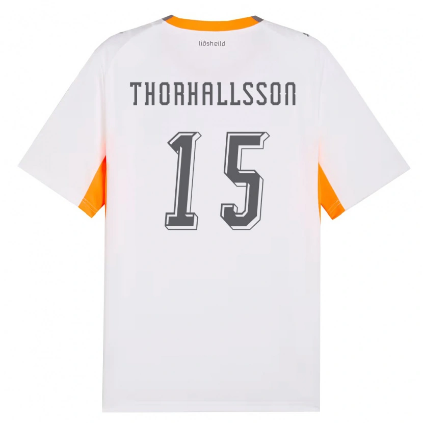 Danxen Pánské Island Dagur Dan Thórhallsson #15 Bílá Oranžová Šedá Daleko Hráčské Dresy 26-28 Dres