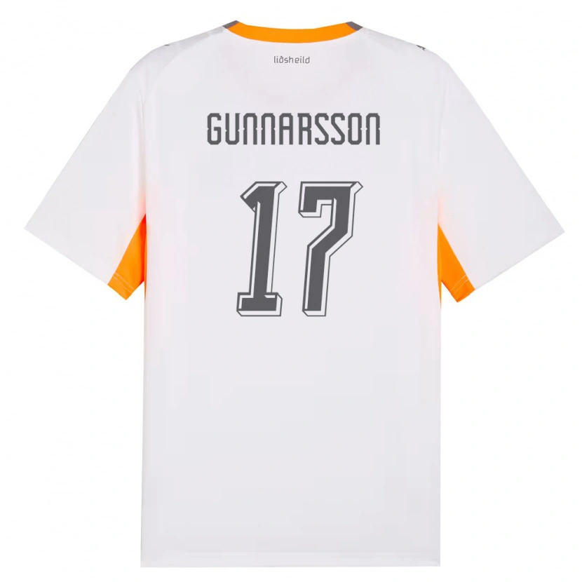 Danxen Pánské Island Aron Gunnarsson #17 Bílá Oranžová Šedá Daleko Hráčské Dresy 26-28 Dres