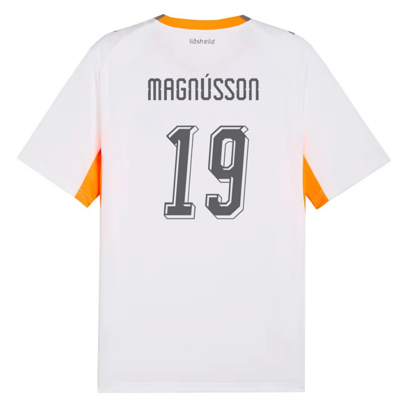 Danxen Pánské Island Júlíus Magnússon #19 Bílá Oranžová Šedá Daleko Hráčské Dresy 26-28 Dres