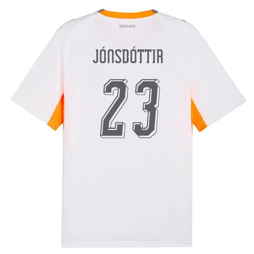 Danxen Pánské Island Sveindís Jane Jónsdóttir #23 Bílá Oranžová Šedá Daleko Hráčské Dresy 26-28 Dres