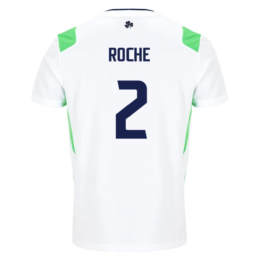Danxen Pánské Irsko James Roche #2 Bílá Světle Zelená Daleko Hráčské Dresy 26-28 Dres