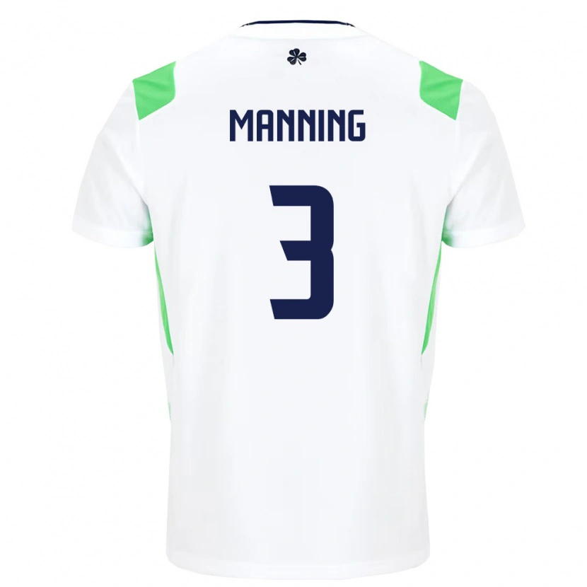 Danxen Pánské Irsko Ryan Manning #3 Bílá Světle Zelená Daleko Hráčské Dresy 26-28 Dres