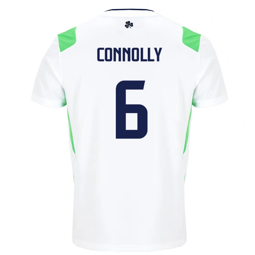 Danxen Pánské Irsko Megan Connolly #6 Bílá Světle Zelená Daleko Hráčské Dresy 26-28 Dres