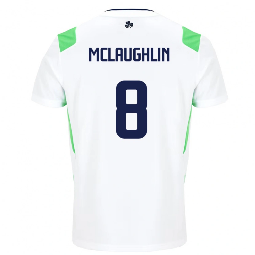 Danxen Pánské Irsko Roma Mclaughlin #8 Bílá Světle Zelená Daleko Hráčské Dresy 26-28 Dres