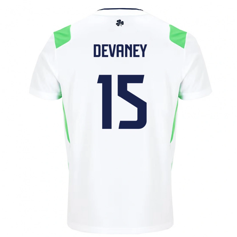 Danxen Pánské Irsko Jacob Devaney #15 Bílá Světle Zelená Daleko Hráčské Dresy 26-28 Dres