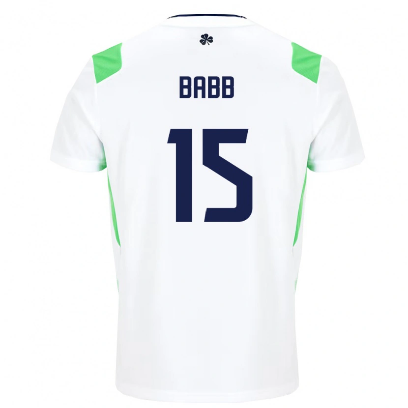 Danxen Pánské Irsko Daniel Babb #15 Bílá Světle Zelená Daleko Hráčské Dresy 26-28 Dres