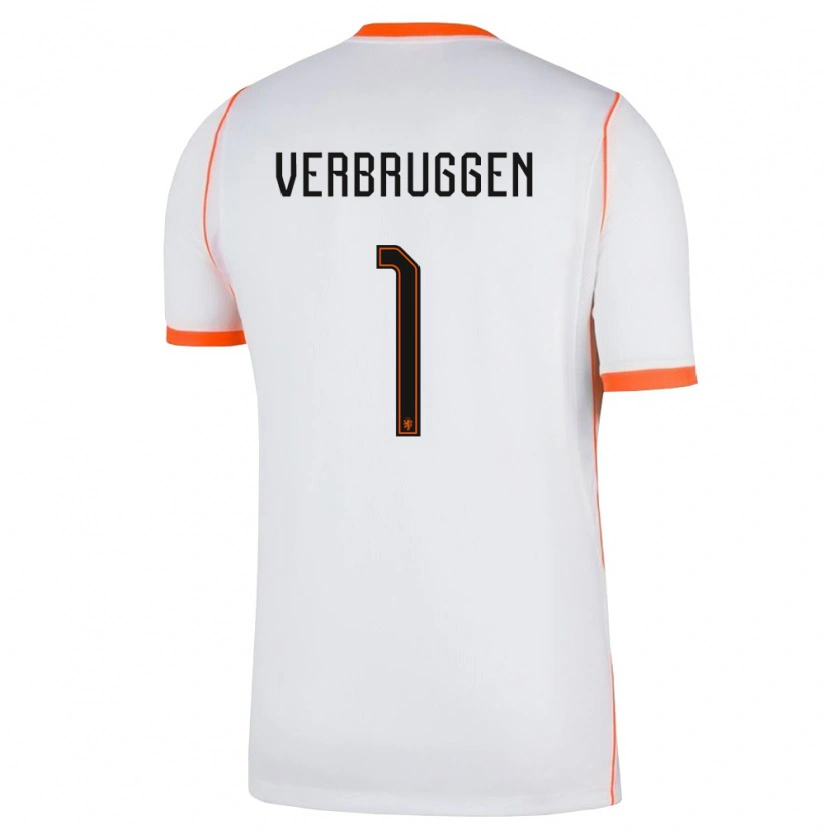 Danxen Pánské Nizozemsko Bart Verbruggen #1 Bílá Oranžová Daleko Hráčské Dresy 26-28 Dres