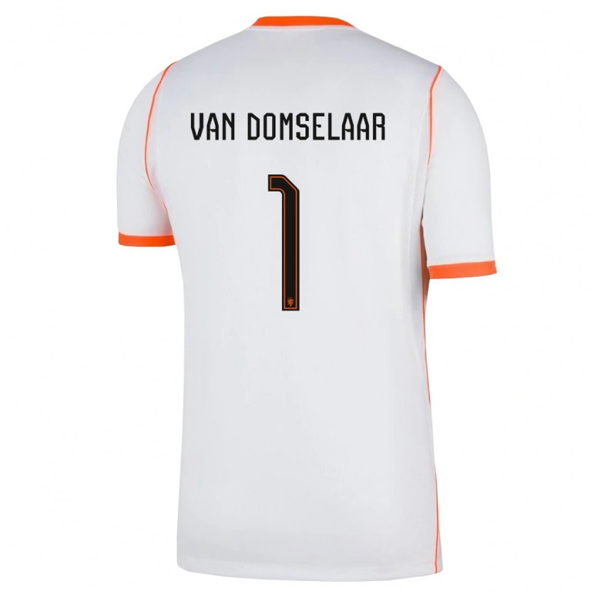 Danxen Pánské Nizozemsko Daphne Van Domselaar #1 Bílá Oranžová Daleko Hráčské Dresy 26-28 Dres