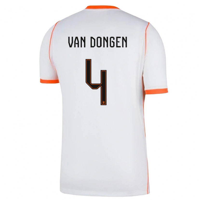 Danxen Pánské Nizozemsko Merel Van Dongen #4 Bílá Oranžová Daleko Hráčské Dresy 26-28 Dres