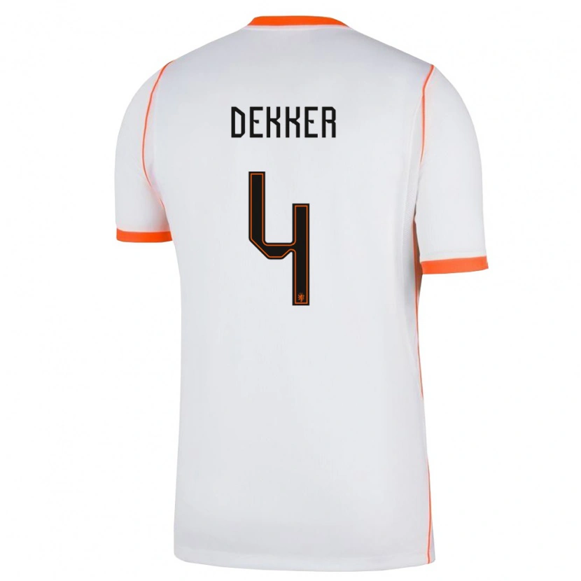 Danxen Pánské Nizozemsko Maxim Dekker #4 Bílá Oranžová Daleko Hráčské Dresy 26-28 Dres
