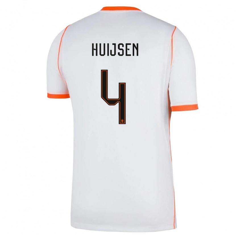 Danxen Pánské Nizozemsko Dean Huijsen #4 Bílá Oranžová Daleko Hráčské Dresy 26-28 Dres