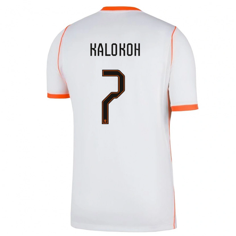 Danxen Pánské Nizozemsko Alex Kalokoh #7 Bílá Oranžová Daleko Hráčské Dresy 26-28 Dres