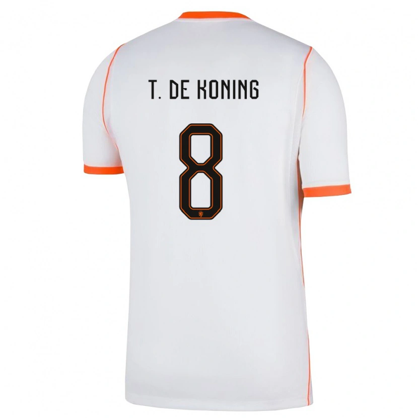 Danxen Pánské Nizozemsko Tim De Koning #8 Bílá Oranžová Daleko Hráčské Dresy 26-28 Dres