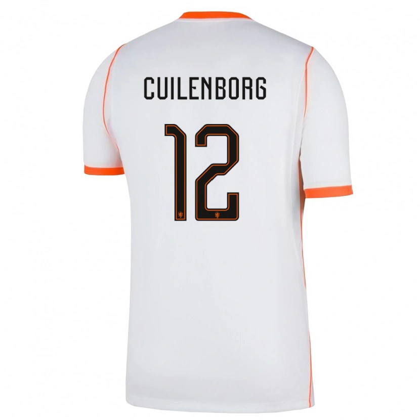 Danxen Pánské Nizozemsko Joshua Van Cuilenborg #12 Bílá Oranžová Daleko Hráčské Dresy 26-28 Dres