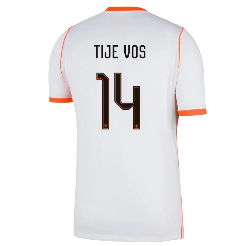 Danxen Pánské Nizozemsko Tije Vos #14 Bílá Oranžová Daleko Hráčské Dresy 26-28 Dres