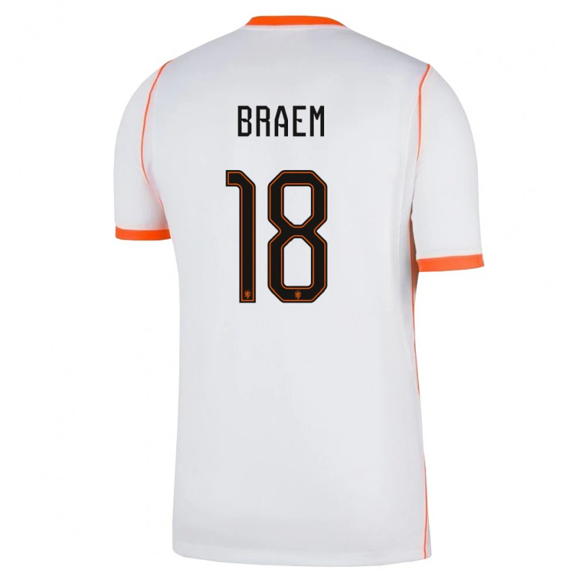 Danxen Pánské Nizozemsko Tim Braem #18 Bílá Oranžová Daleko Hráčské Dresy 26-28 Dres