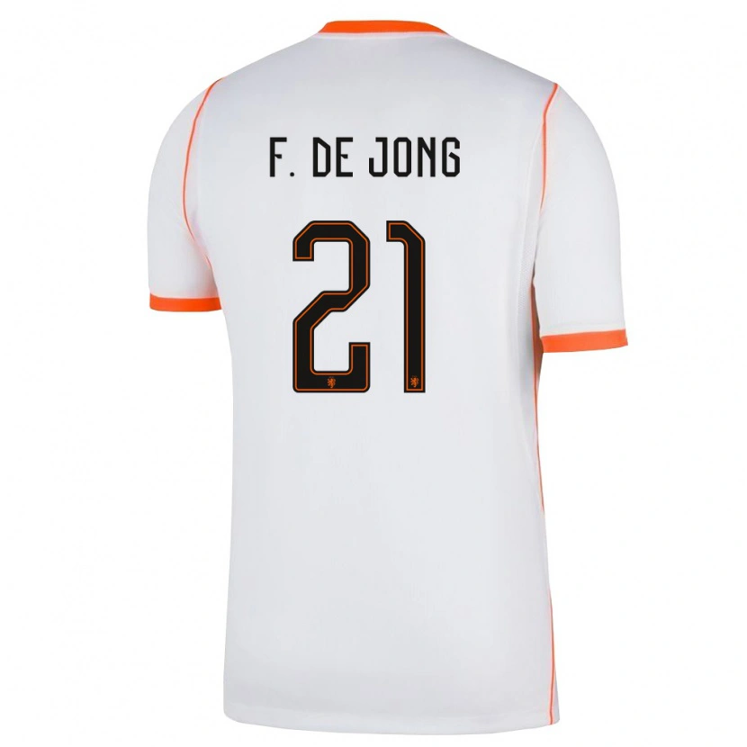 Danxen Pánské Nizozemsko Frenkie De Jong #21 Bílá Oranžová Daleko Hráčské Dresy 26-28 Dres