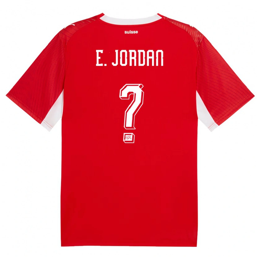 Danxen Dámské Švýcarsko Eliah Jordan #0 Červená Bílá Domů Hráčské Dresy 26-28 Dres