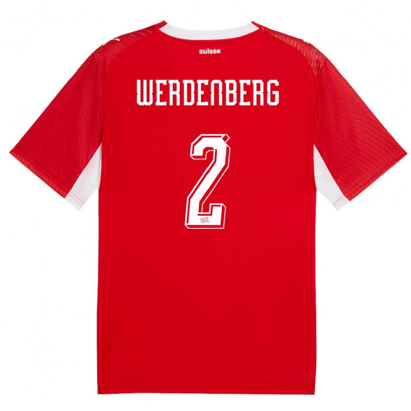 Danxen Dámské Švýcarsko Julien Werdenberg #2 Červená Bílá Domů Hráčské Dresy 26-28 Dres
