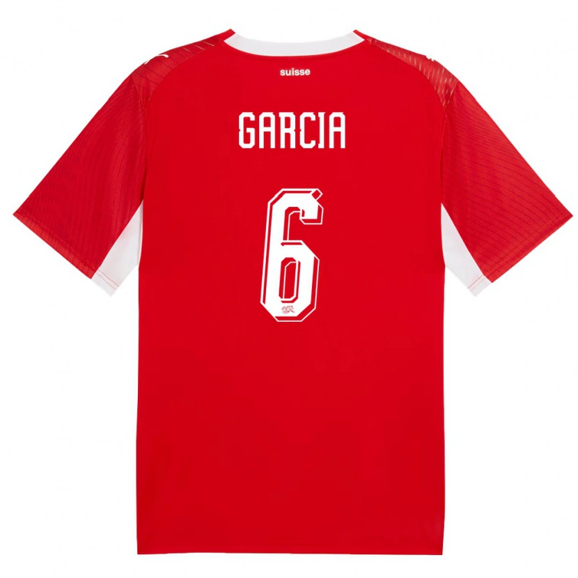Danxen Dámské Švýcarsko Ulisses Garcia #6 Červená Bílá Domů Hráčské Dresy 26-28 Dres