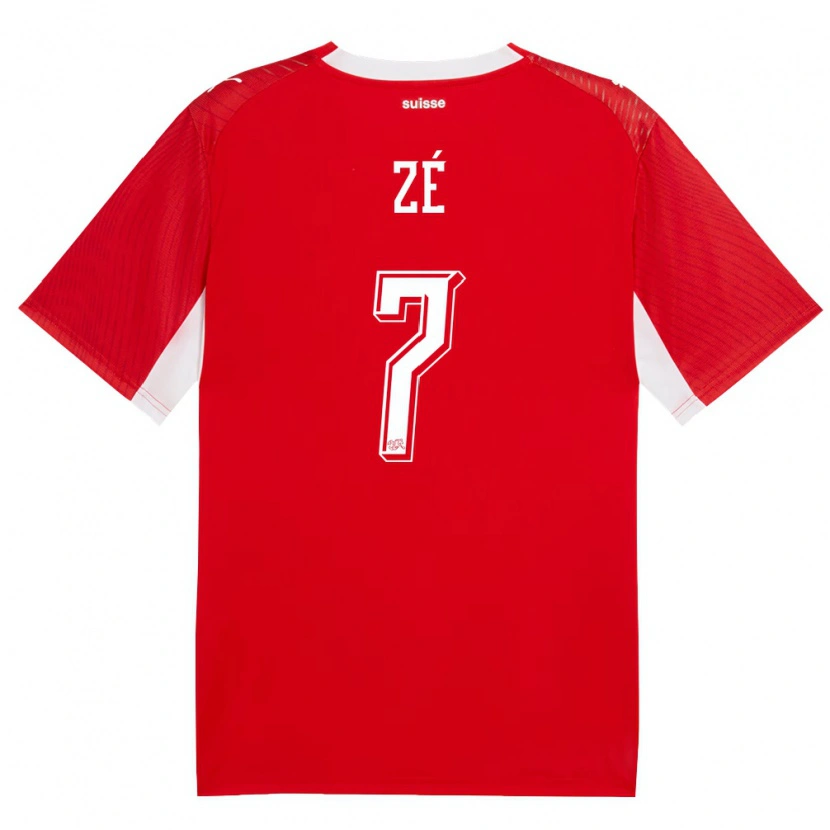 Danxen Dámské Švýcarsko Junior Zé #7 Červená Bílá Domů Hráčské Dresy 26-28 Dres
